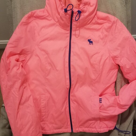 Abercrobie & Fitch bright pink windbreaker with logo size M - Picture 1 of 5